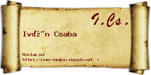 Iván Csaba névjegykártya