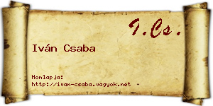 Iván Csaba névjegykártya